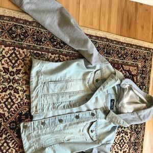 Jean jacket with grey sleeves